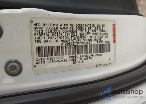 1996 Toyota Celica St/St 25Th Ann Ltd from USA, damaged, VIN JT2DB02T3T0052447